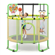 Costway - 60 inch 6-in-1 Kids Toddler Trampoline with Gymnastics Bar-Green