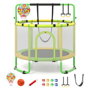 Costway - 60 inch 6-in-1 Kids Toddler Trampoline with Gymnastics Bar-Green