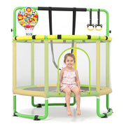 Costway - 60 inch 6-in-1 Kids Toddler Trampoline with Gymnastics Bar-Green