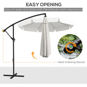 11 FT Cantilever Patio Umbrella Offset Parasol with Cross Base and 8 Ribs for Garden, Cream White