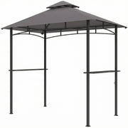 Outsunny - 8' x 5' BBQ Grill Gazebo Tent with Double Tiered Canopy for Outdoor Sun Shade, Dark Grey