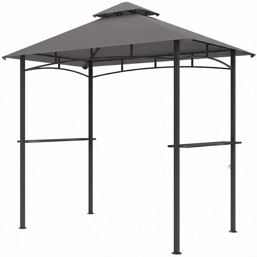 Outsunny - 8' x 5' BBQ Grill Gazebo Tent with Double Tiered Canopy for Outdoor Sun Shade, Dark Grey