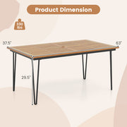 Costway - 63 Inch Outdoor Dining Table & Set of 4 Patio Dining Chairs