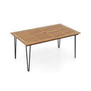 Costway - 63 Inch Outdoor Dining Table & Set of 4 Patio Dining Chairs