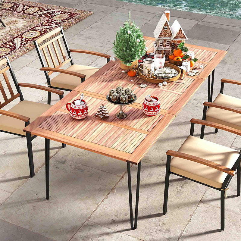 Costway - 63 Inch Outdoor Dining Table & Set of 4 Patio Dining Chairs