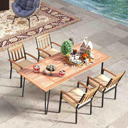 Costway - 63 Inch Outdoor Dining Table & Set of 4 Patio Dining Chairs