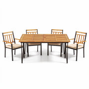 Costway - 63 Inch Outdoor Dining Table & Set of 4 Patio Dining Chairs