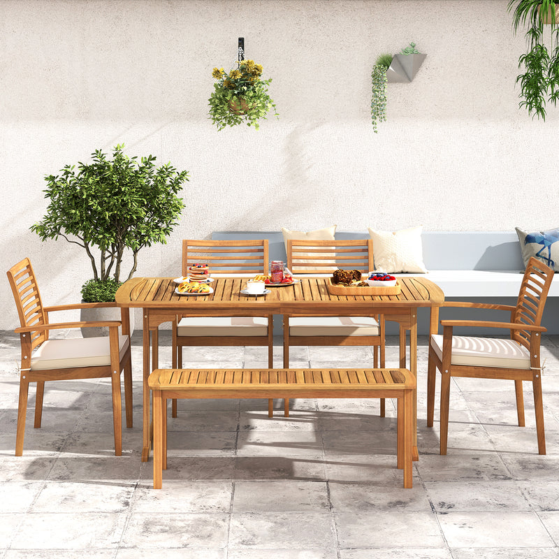 Costway - Outdoor Patio Dining Chairs Set of 2 with Removable Padded Cushion and Slatted Backrest-Beige