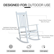 Outsunny - Wooden White Porch Rocking Chair Patio Rocking Single Leisure Reclining Seat Armchair
