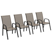 Outsunny - Set of 4 Outdoor Dining Chairs, Heavy Duty Stackable Patio Dining Set with Armrests for Balcony Garden, Grey