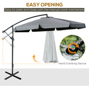 11FT Offset Hanging Patio Umbrella Cantilever Umbrella with Easy Tilt Adjustment, Cross Base and 8 Ribs for Backyard, Poolside, Lawn and Garden, Dark Grey