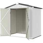 6.5' x 4' Outdoor Storage Shed, Metal Garden Shed with Lockable Double Doors, 4 Vents, Silver-White
