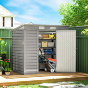 6 x 4FT Galvanized Garden Storage Shed, Metal Outdoor Shed with Double Doors and 2 Vents, Light Grey