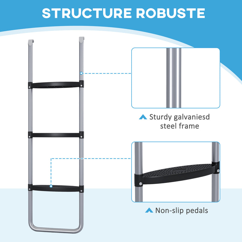 Soozier Trampoline Ladder Steel, 2/3 Steps Outdoor Trampoline Accessories, 43 Inch Length