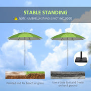 6.6ft Arched Beach Umbrella, Angle Adjustable Patio Umbrella with Steel Frame, Carry Bag, UV30+ Outdoor Umbrella, Green