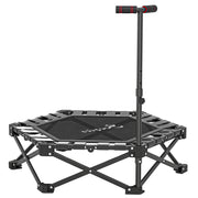 Soozier 42" Foldable Mini Trampoline, One-Step Fold Rebounder Trampoline with Adjustable Foam Handle for Indoor Outdoor Workout