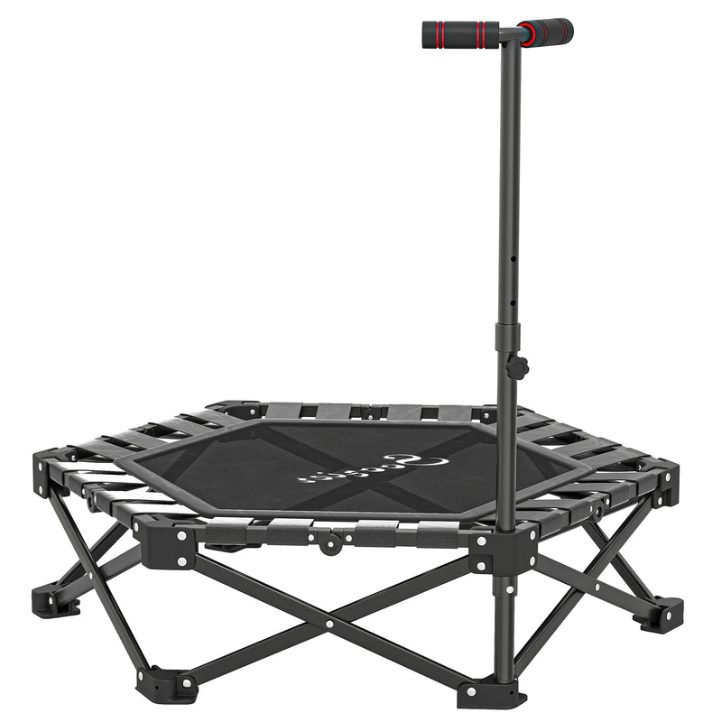 Soozier 42" Foldable Mini Trampoline, One-Step Fold Rebounder Trampoline with Adjustable Foam Handle for Indoor Outdoor Workout