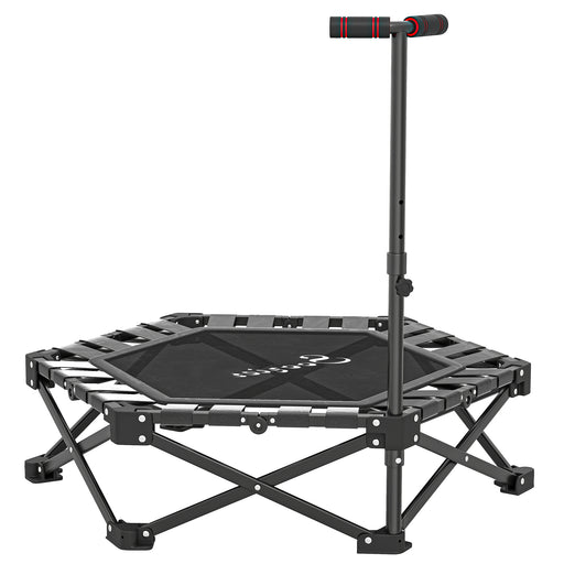 Soozier 42" Foldable Mini Trampoline, One-Step Fold Rebounder Trampoline with Adjustable Foam Handle for Indoor Outdoor Workout