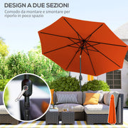 10' x 8' Round Market Umbrella, Patio Umbrella with Crank Handle and Tilt, Outdoor Parasol for Garden, Orange