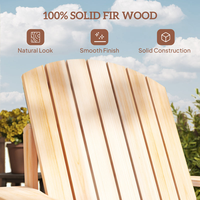 Outsunny - Classic Adirondack Chair Muskoka Chair, Garden Deck Chair with Cup Holder for Patio, Indoor, Backyard, Natural