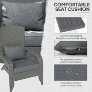 Outsunny - Wicker Adirondack Chair, PE Rattan Outdoor Fire Pit Chair Muskoka Chair with Cushions, Heather Grey