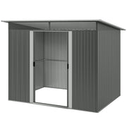 9' x 6.5' Outdoor Metal Garden Shed Utility Tool Storage Steel Backyard House, Dark Grey