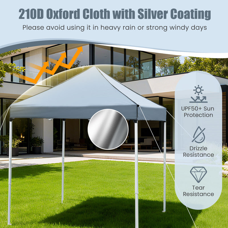 Costway - 6.5 x 6.5 FT Pop up Canopy Tent with 4 Sidewalls and Wheeled Bag-Grey