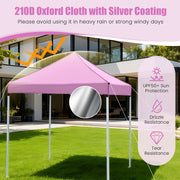 Costway - 6.5 x 6.5 FT Pop up Canopy Tent with 4 Sidewalls and Wheeled Bag-Pink