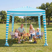 Costway - 6.6 x 6.6 Feet Foldable and Easy-Setup Beach Canopy With Carry Bag-Blue