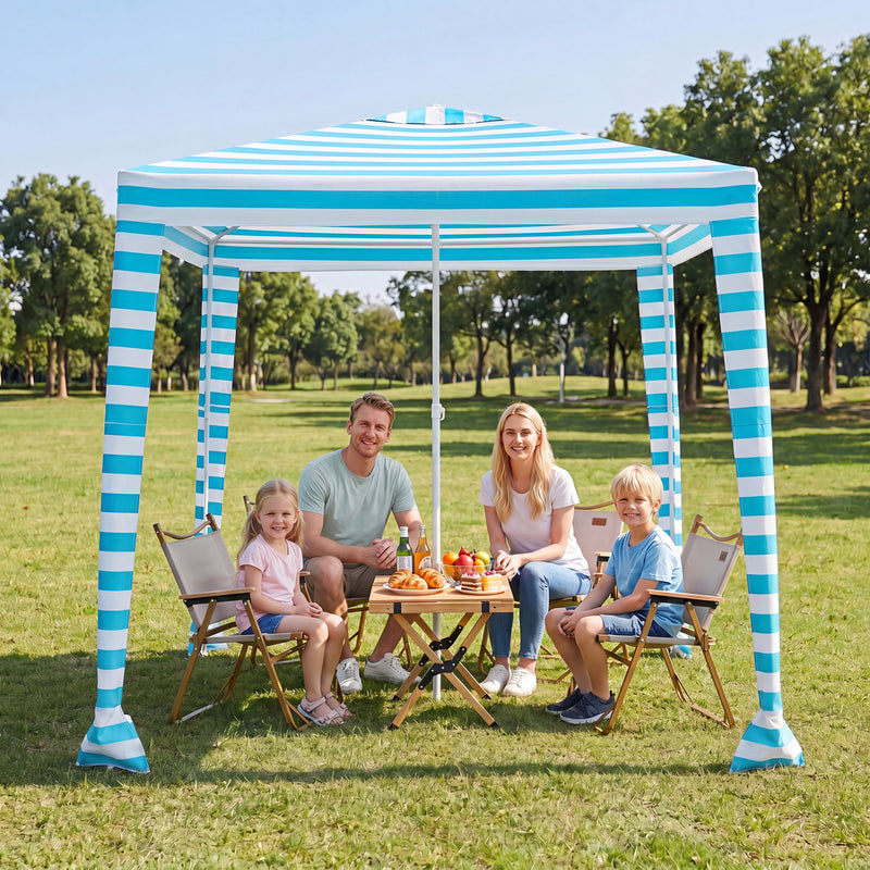 Costway - 6.6 x 6.6 Feet Foldable and Easy-Setup Beach Canopy With Carry Bag-Blue