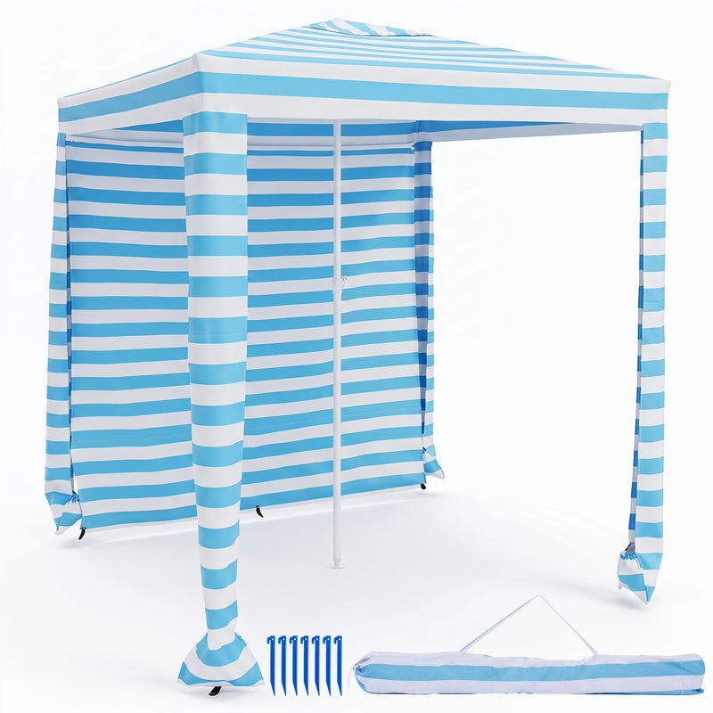 Costway - 6.6 x 6.6 Feet Foldable and Easy-Setup Beach Canopy With Carry Bag-Blue