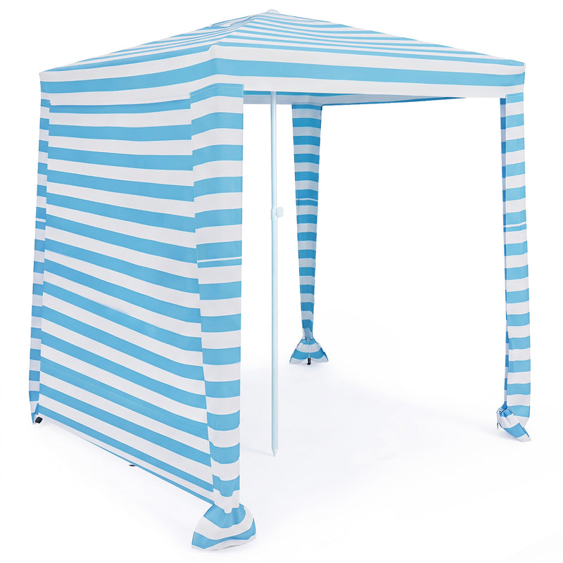 Costway - 6.6 x 6.6 Feet Foldable and Easy-Setup Beach Canopy With Carry Bag-Blue
