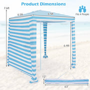 Costway - 6.6 x 6.6 Feet Foldable and Easy-Setup Beach Canopy With Carry Bag-Blue