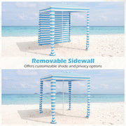 Costway - 6.6 x 6.6 Feet Foldable and Easy-Setup Beach Canopy With Carry Bag-Blue