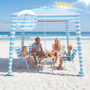 Costway - 6.6 x 6.6 Feet Foldable and Easy-Setup Beach Canopy With Carry Bag-Blue