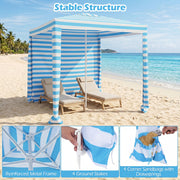 Costway - 6.6 x 6.6 Feet Foldable and Easy-Setup Beach Canopy With Carry Bag-Blue