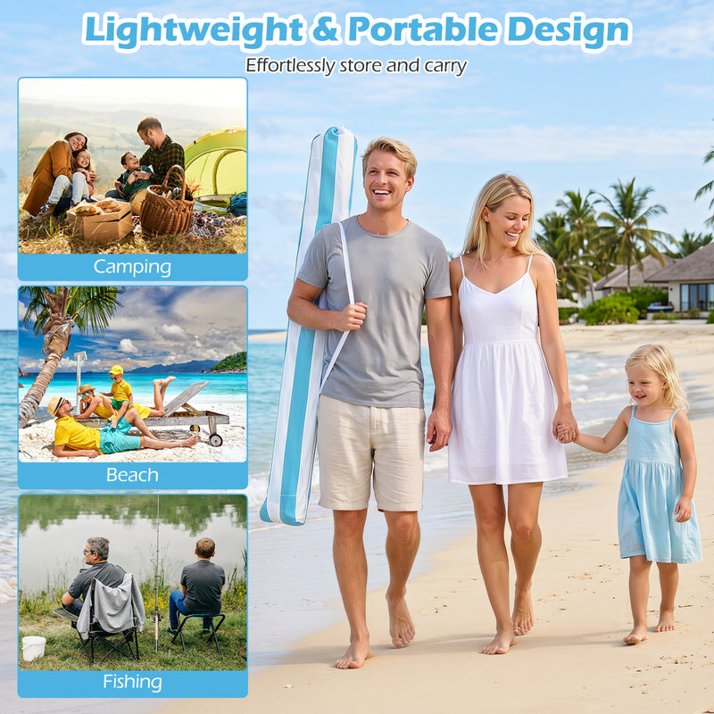 Costway - 6.6 x 6.6 Feet Foldable and Easy-Setup Beach Canopy With Carry Bag-Blue