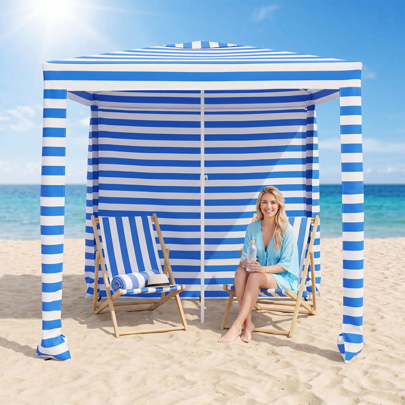 Costway - 6.6 x 6.6 Feet Foldable and Easy-Setup Beach Canopy With Carry Bag-Navy