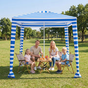 Costway - 6.6 x 6.6 Feet Foldable and Easy-Setup Beach Canopy With Carry Bag-Navy