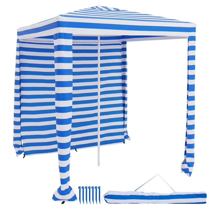 Costway - 6.6 x 6.6 Feet Foldable and Easy-Setup Beach Canopy With Carry Bag-Navy