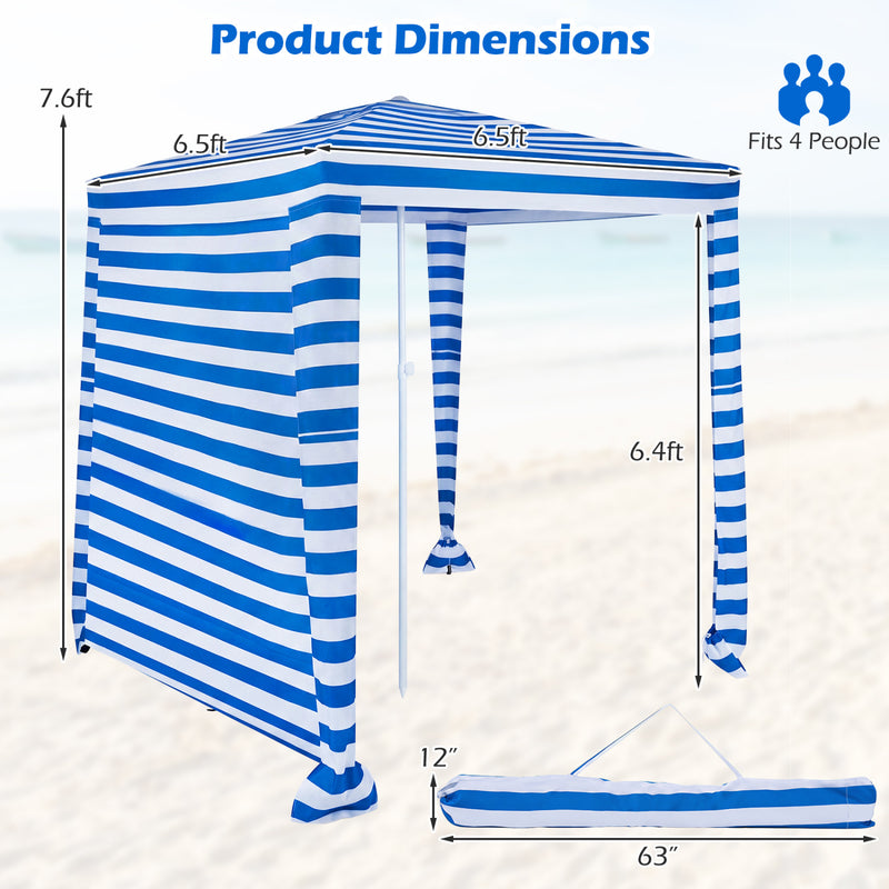 Costway - 6.6 x 6.6 Feet Foldable and Easy-Setup Beach Canopy With Carry Bag-Navy