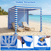 Costway - 6.6 x 6.6 Feet Foldable and Easy-Setup Beach Canopy With Carry Bag-Navy