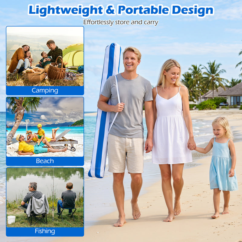 Costway - 6.6 x 6.6 Feet Foldable and Easy-Setup Beach Canopy With Carry Bag-Navy