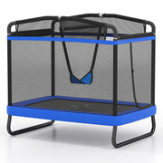 Costway - 6 FT Kids Trampoline with Swing and Horizontal Bar Small Rectangle Trampoline-Blue