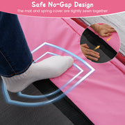 Costway - 6 FT Kids Trampoline with Swing and Horizontal Bar Small Rectangle Trampoline-Pink