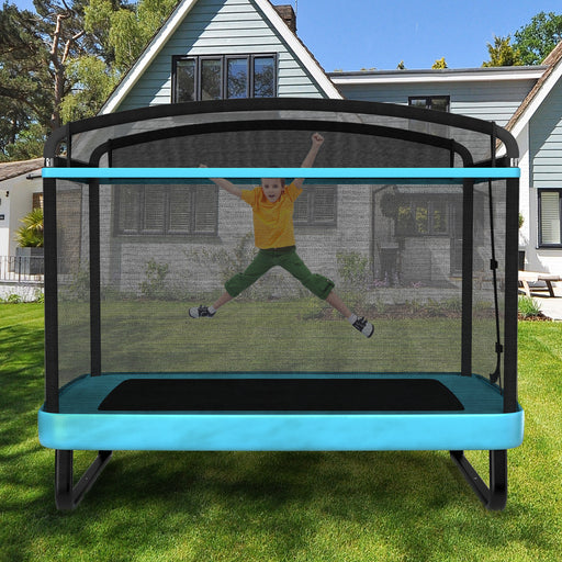 Costway - 6 Feet Kids Entertaining Trampoline with Swing Safety Fence-Blue