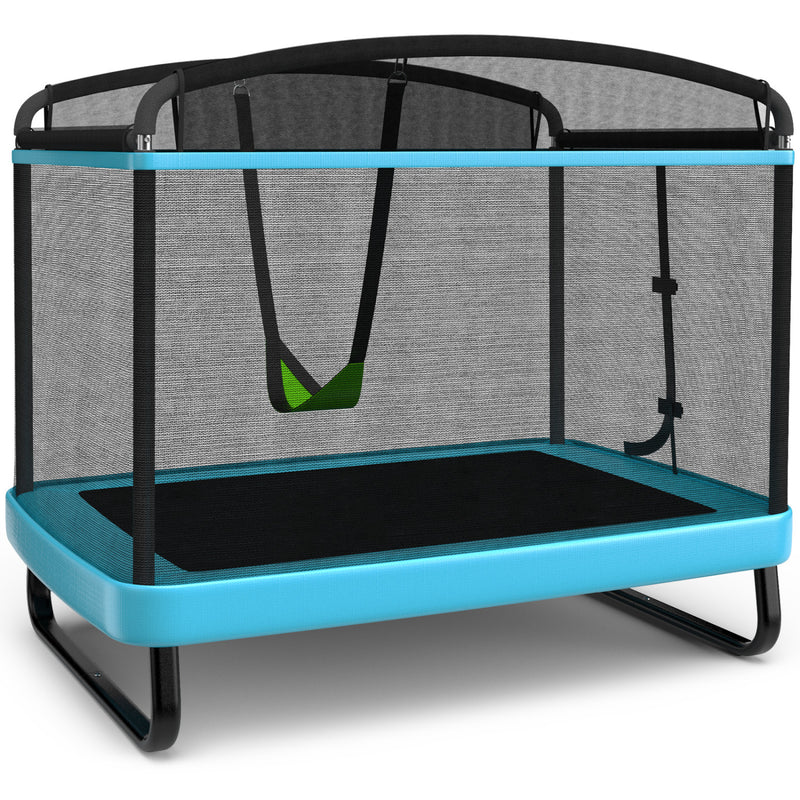 Costway - 6 Feet Kids Entertaining Trampoline with Swing Safety Fence-Blue