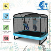 Costway - 6 Feet Kids Entertaining Trampoline with Swing Safety Fence-Blue