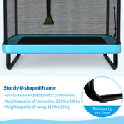 Costway - 6 Feet Kids Entertaining Trampoline with Swing Safety Fence-Blue