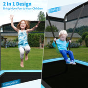 Costway - 6 Feet Kids Entertaining Trampoline with Swing Safety Fence-Blue